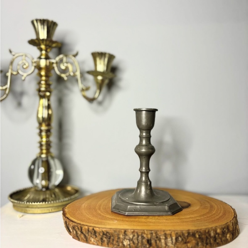 Elegant Pewter Candle Holder